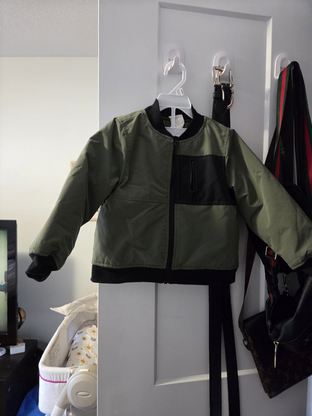 Kids Olive Green Bomber Jacket